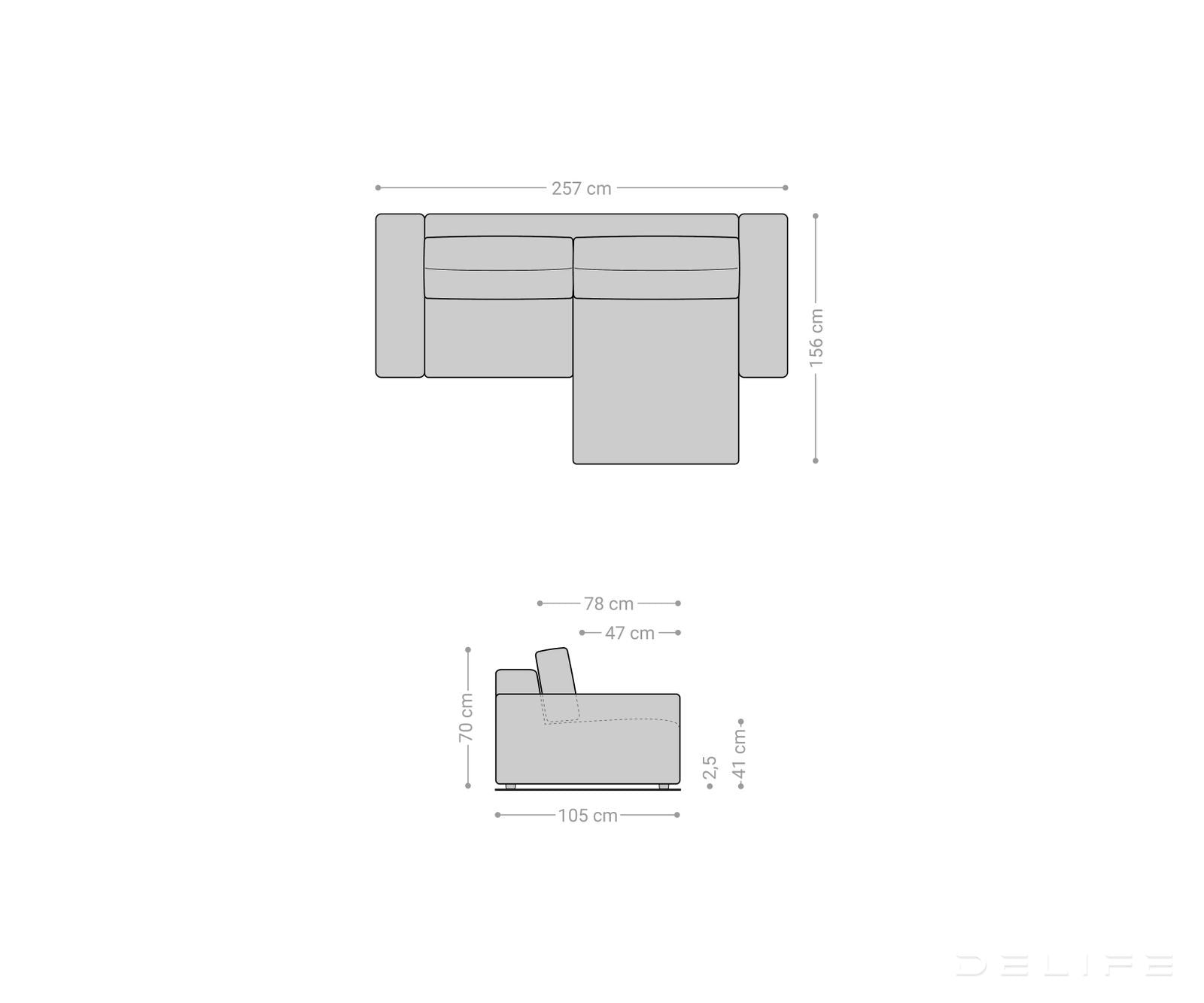 Kutna garnitura Lanzo L 257x156cm, Materijal: Rebrasta tkanina