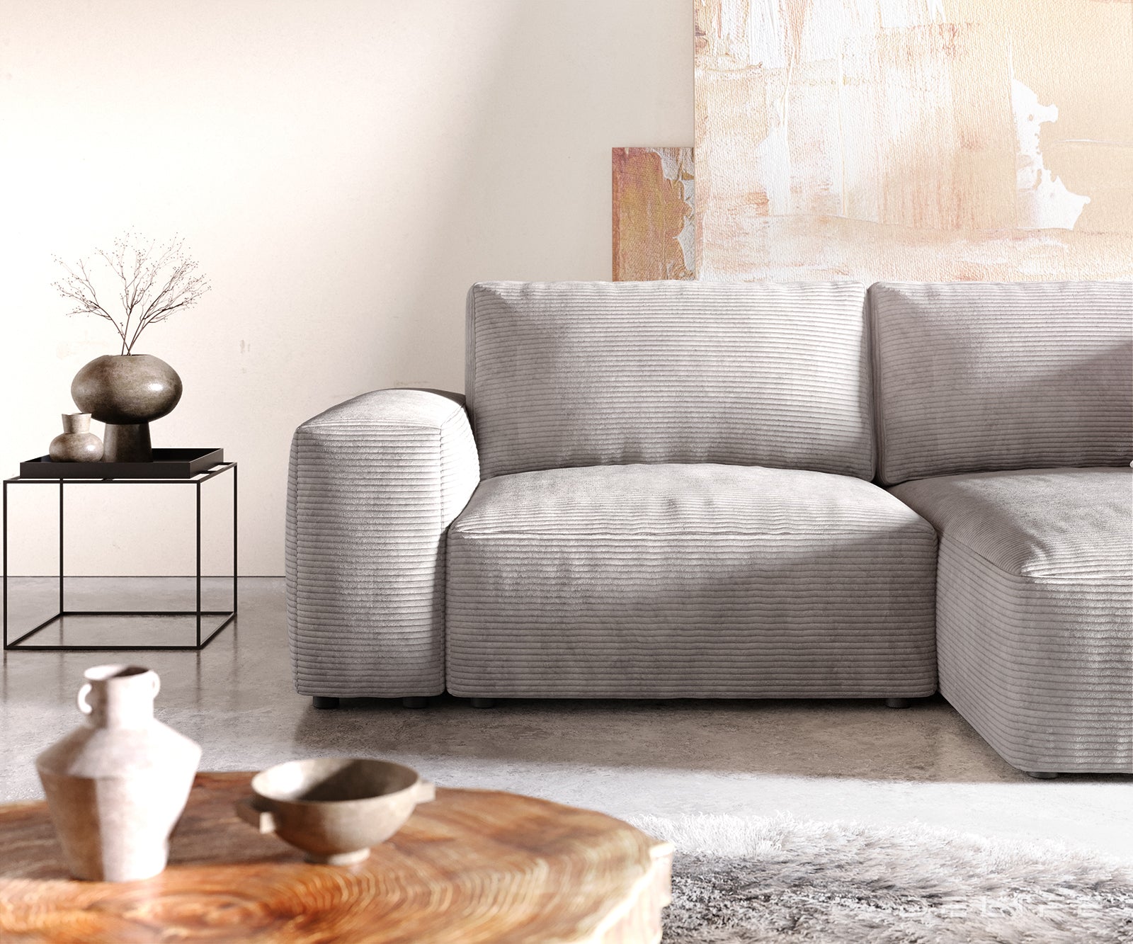 Kutna garnitura Lanzo L 257x156cm, Materijal: Rebrasta tkanina