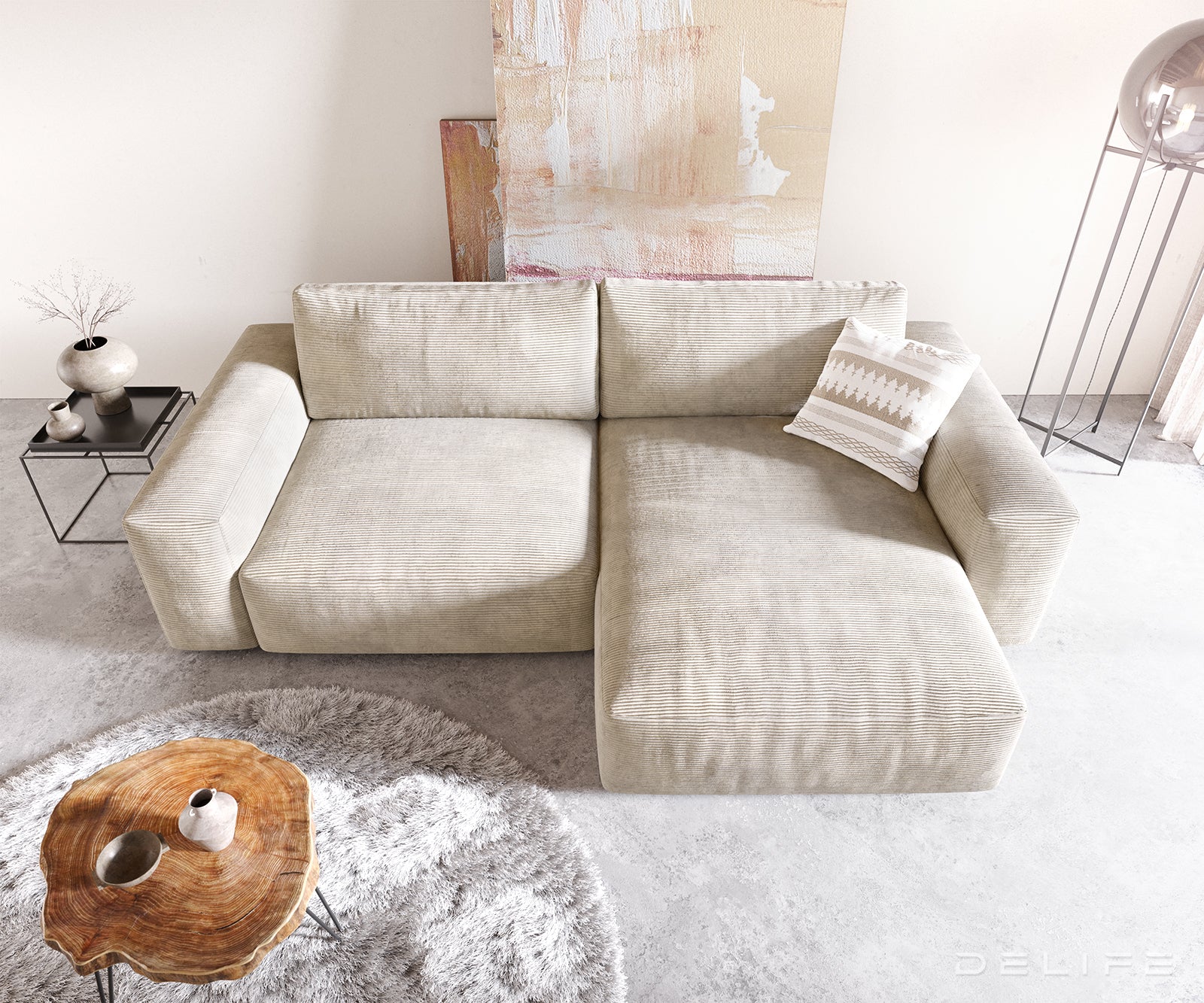 Kutna garnitura Lanzo XL 274x175cm, Materijal: Rebrasta tkanina