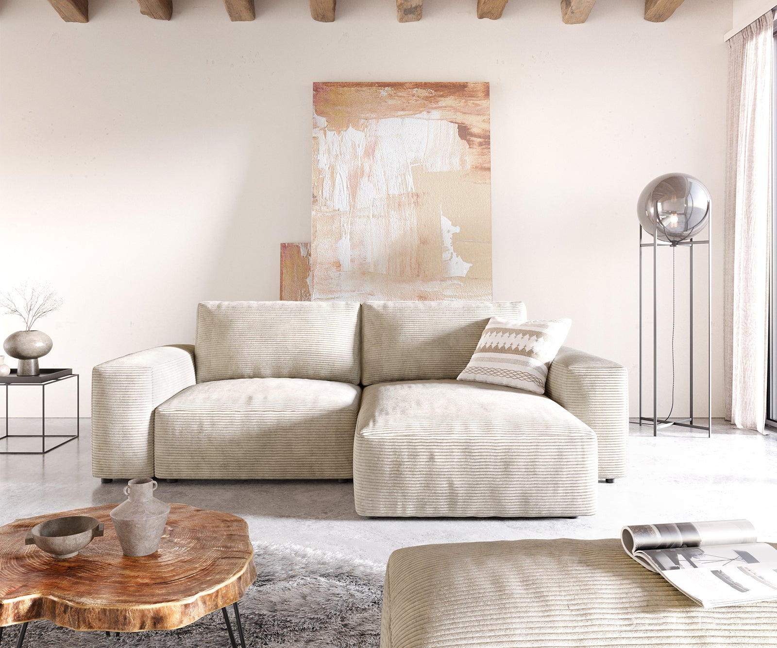 Kutna garnitura Lanzo L 257x156cm, Materijal: Rebrasta tkanina