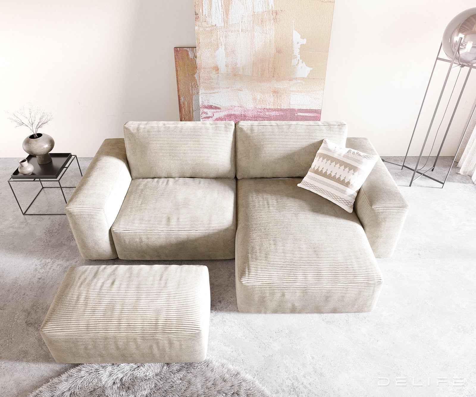 Kutna garnitura Lanzo L 257x156cm, Materijal: Rebrasta tkanina