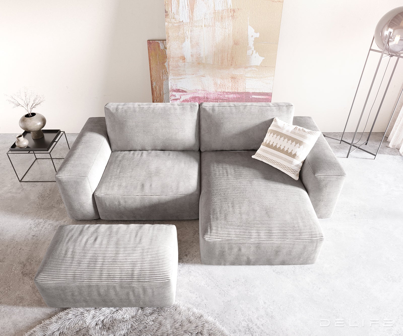 Kutna garnitura Lanzo L 257x156cm, Materijal: Rebrasta tkanina