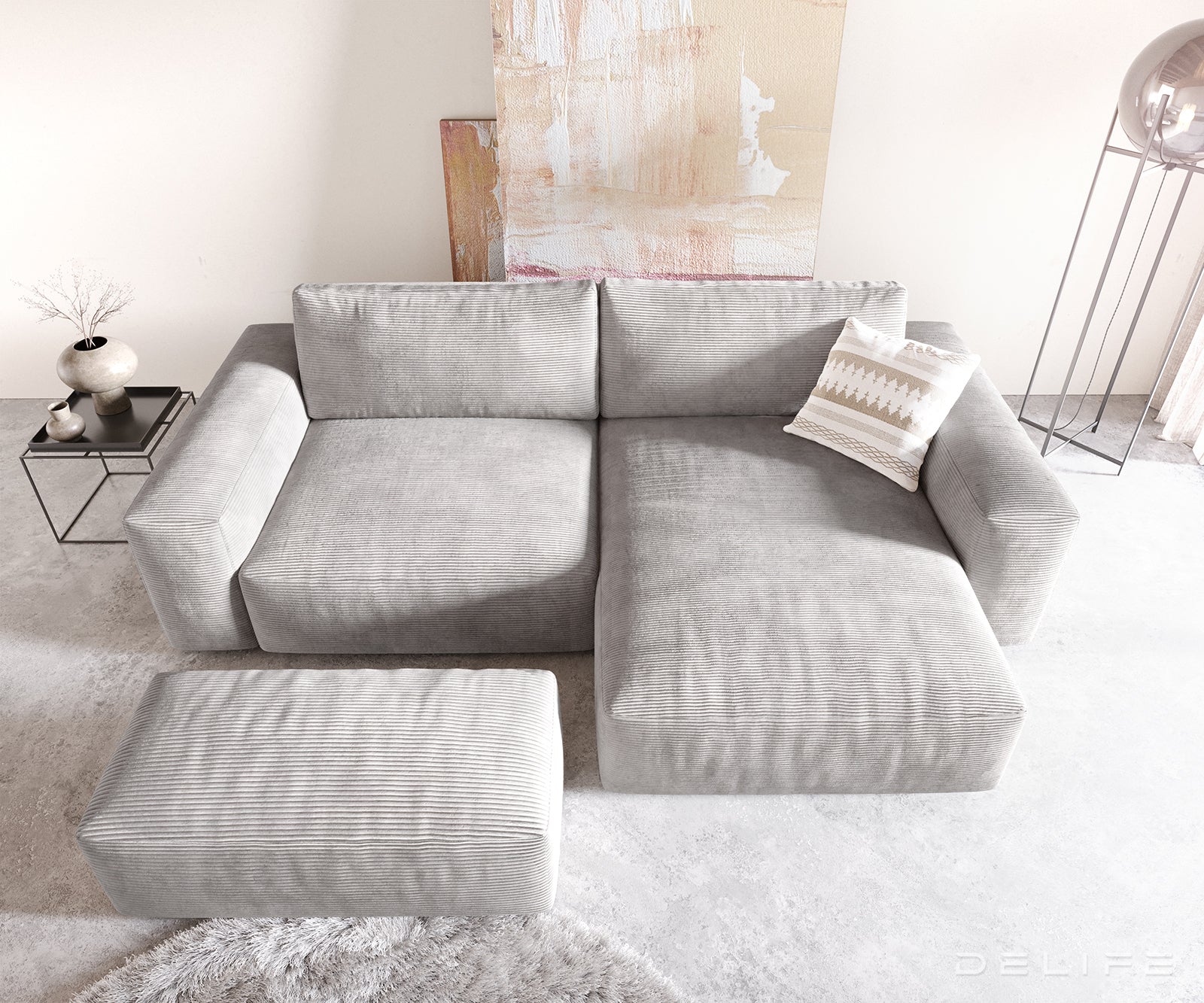 Kutna garnitura Lanzo XL 274x175cm, Materijal: Rebrasta tkanina