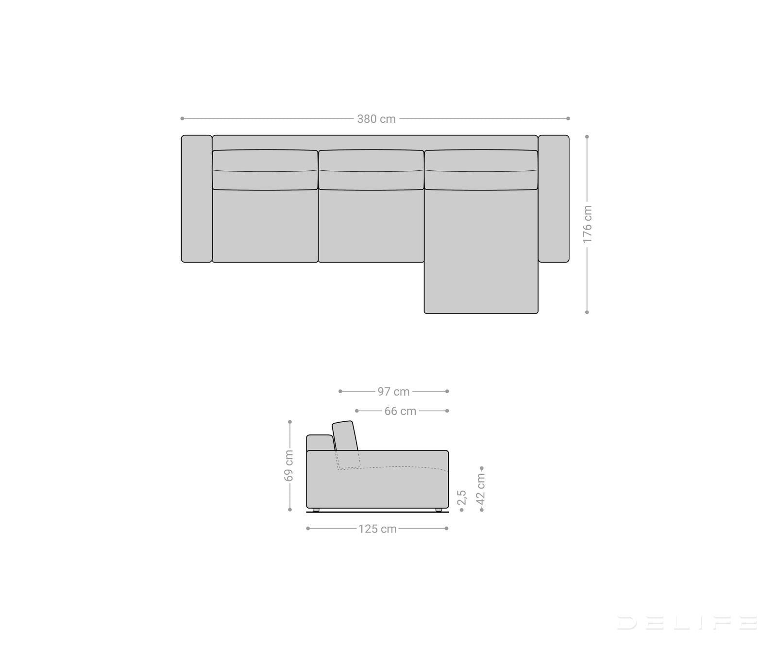 Kutna garnitura Lanzo XL 380x176cm, Materijal: Rebrasta tkanina