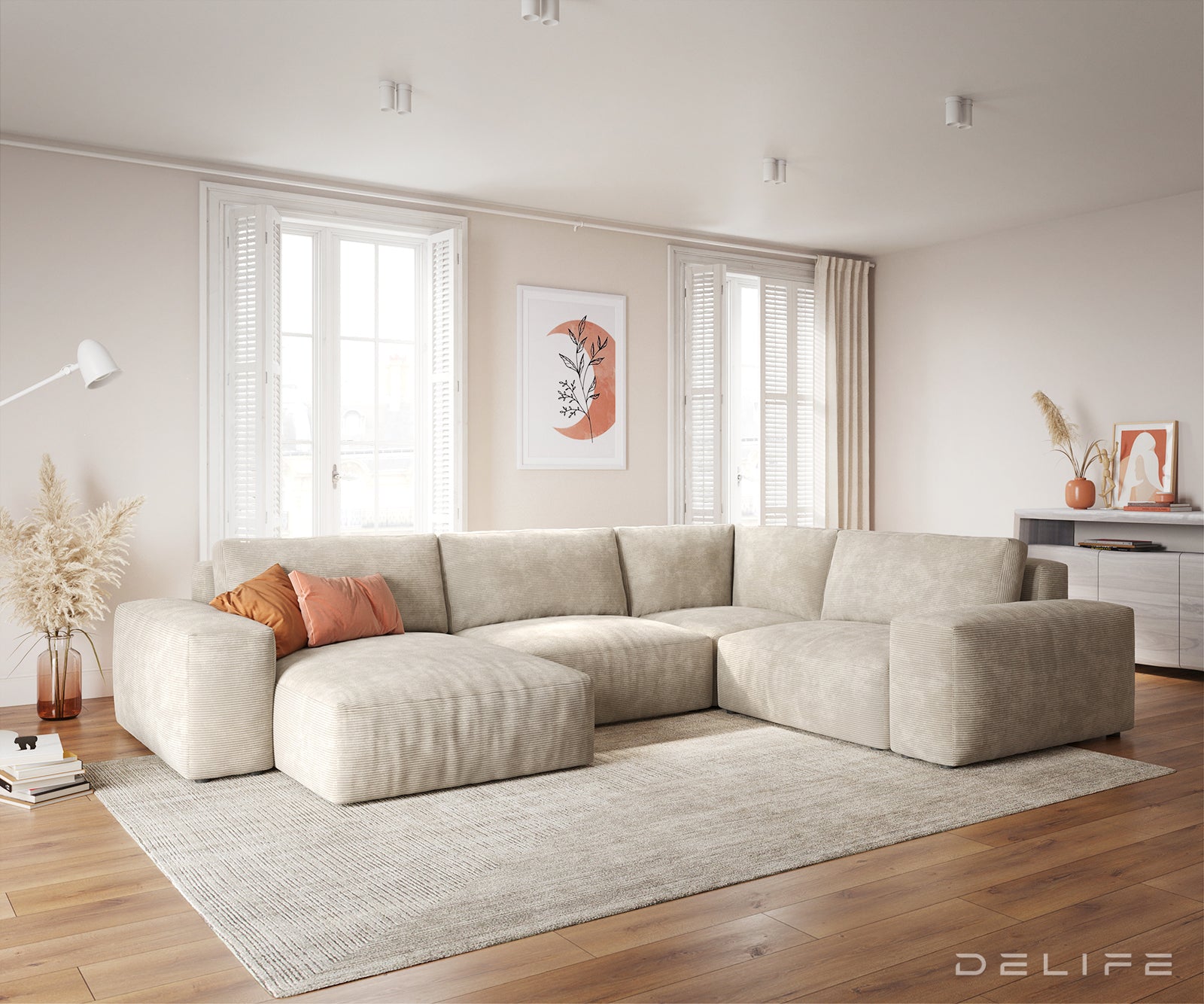 Velika kutna garnitura Lanzo XL 364x258cm, Materijal: Rebrasta tkanina