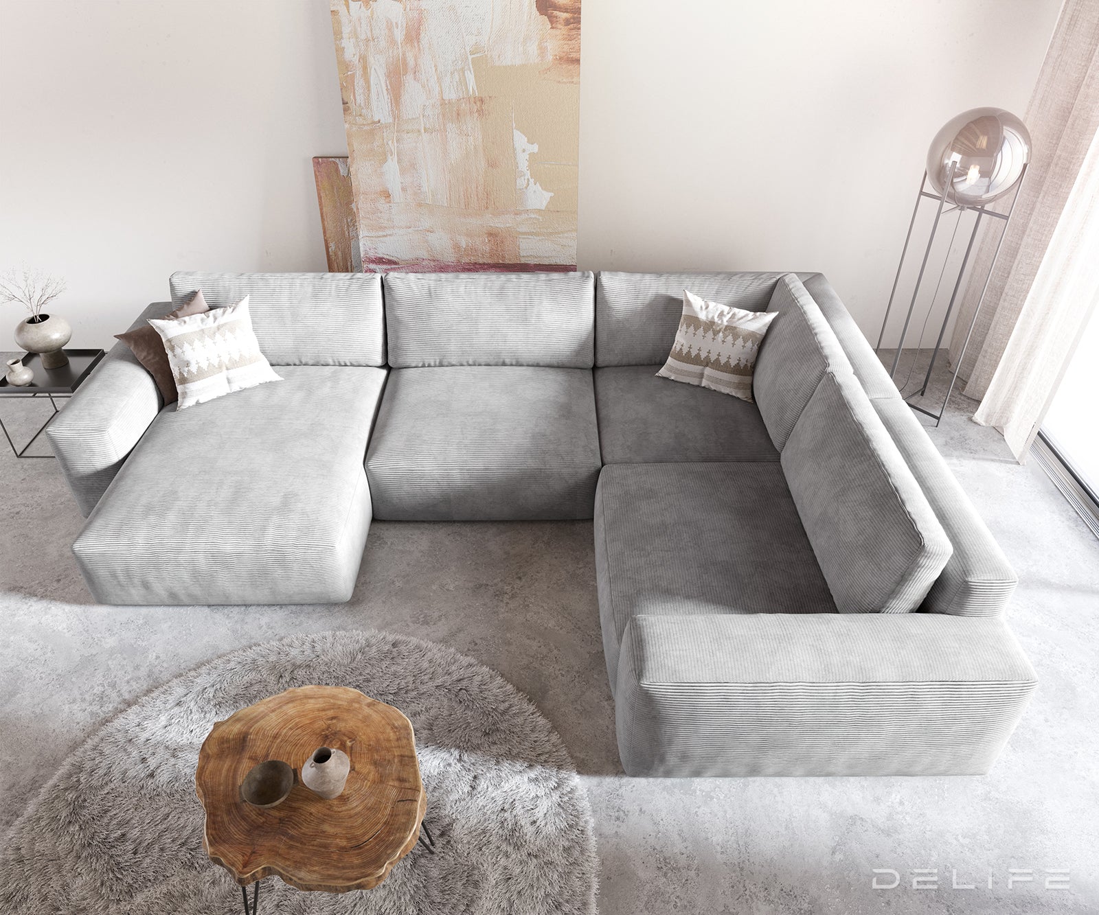 Velika kutna garnitura Lanzo XL 364x258cm, Materijal: Rebrasta tkanina