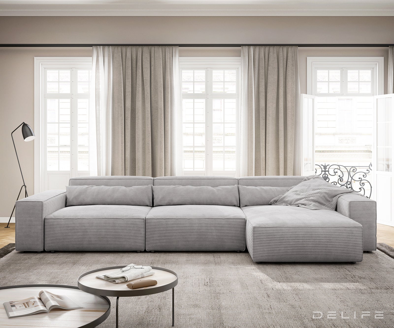 Kutna garnitura Sirpio XL 370x173cm, Materijal: Rebrasta tkanina