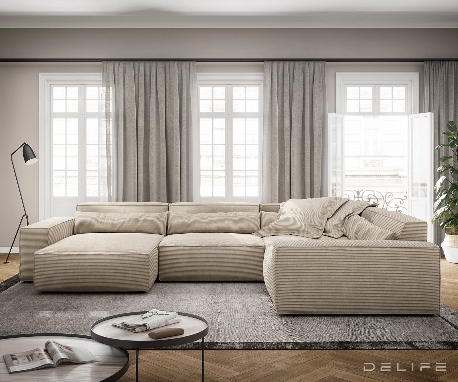 Velika kutna garnitura Sirpio XL 360x258cm, Materijal: Rebrasta tkanina