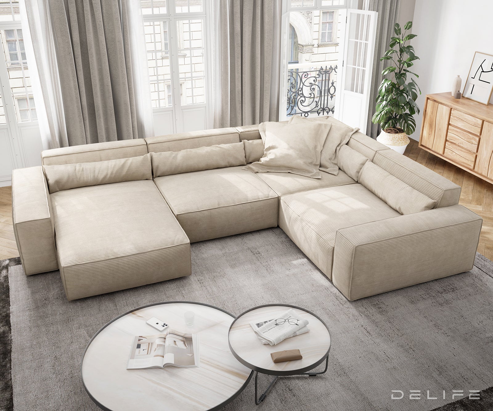 Velika kutna garnitura Sirpio XL 360x258cm, Materijal: Rebrasta tkanina