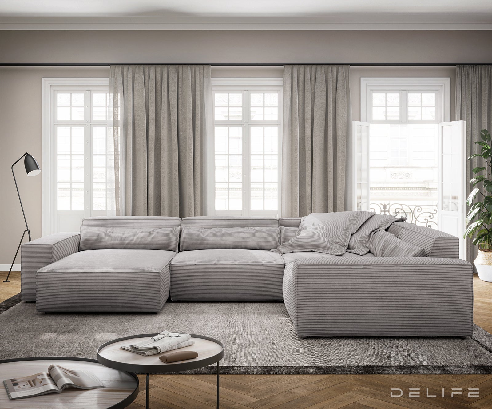 Velika kutna garnitura Sirpio XL 360x258cm, Materijal: Rebrasta tkanina