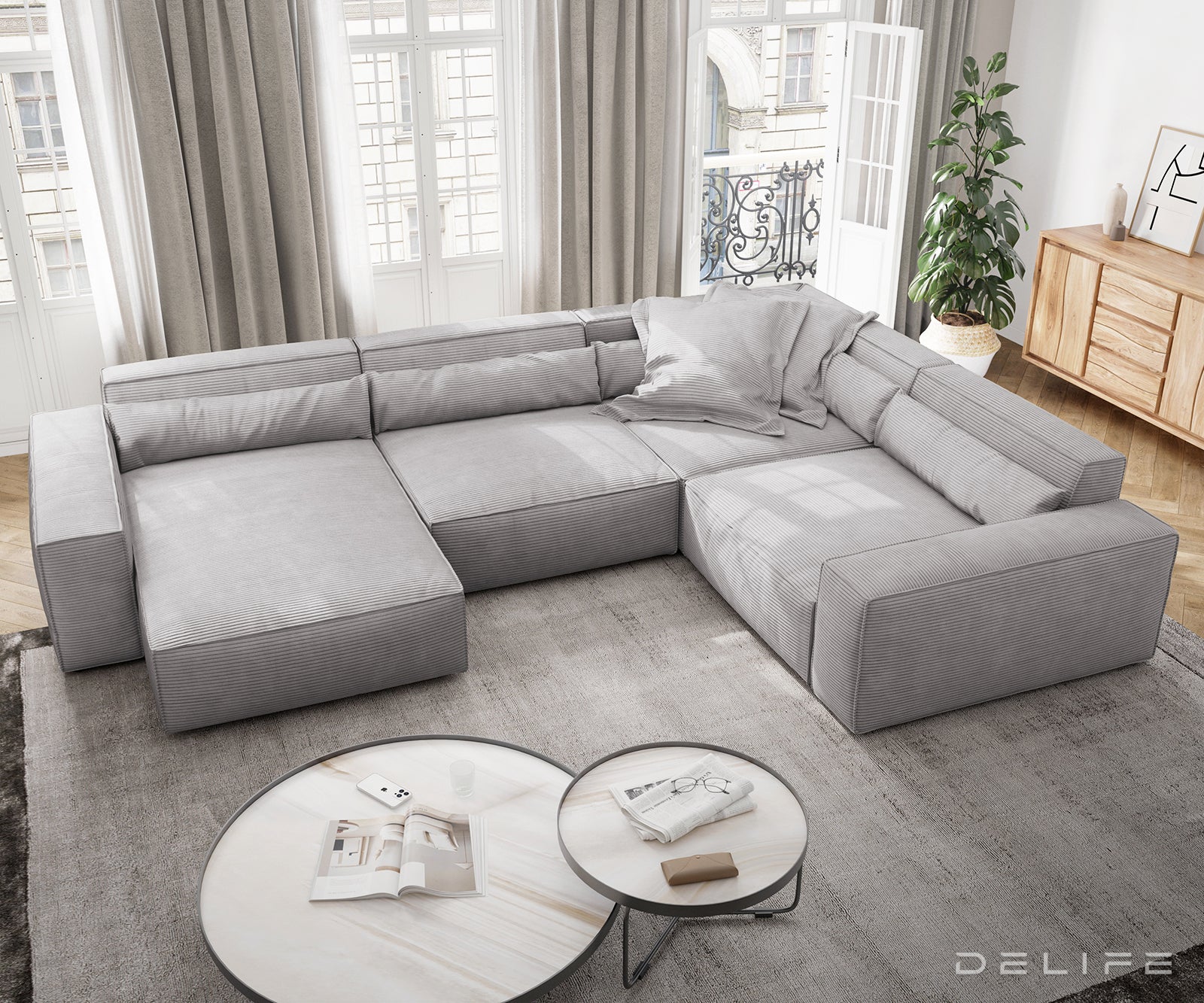 Velika kutna garnitura Sirpio XL 360x258cm, Materijal: Rebrasta tkanina