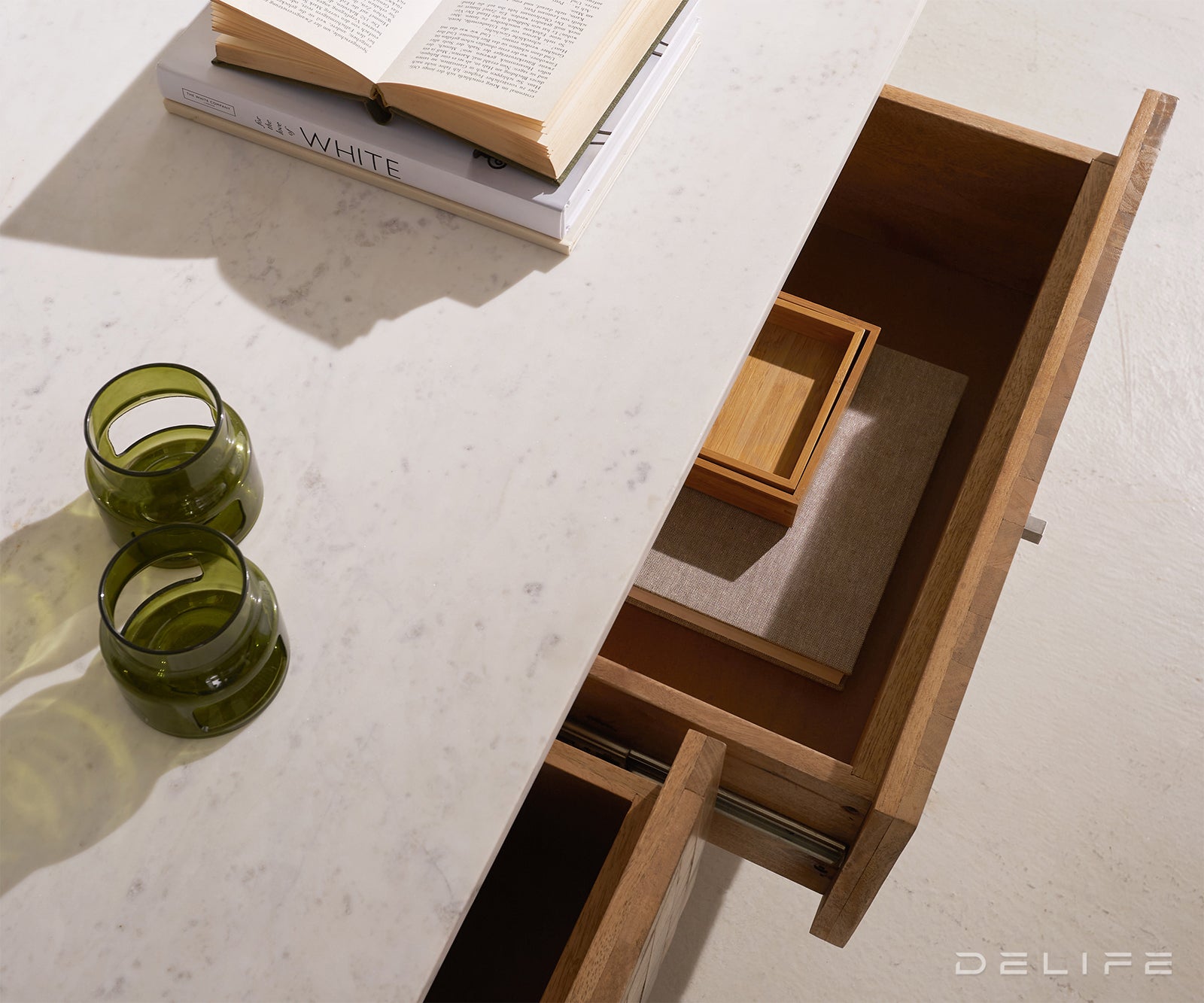 Klub stolić Bahan 115x60x35cm, Materijal: Mango,Tikovina,Mramor