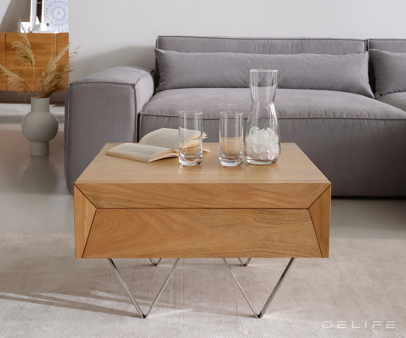 Klub stolić Kayu 60x60x40cm, Materijal: Bagrem