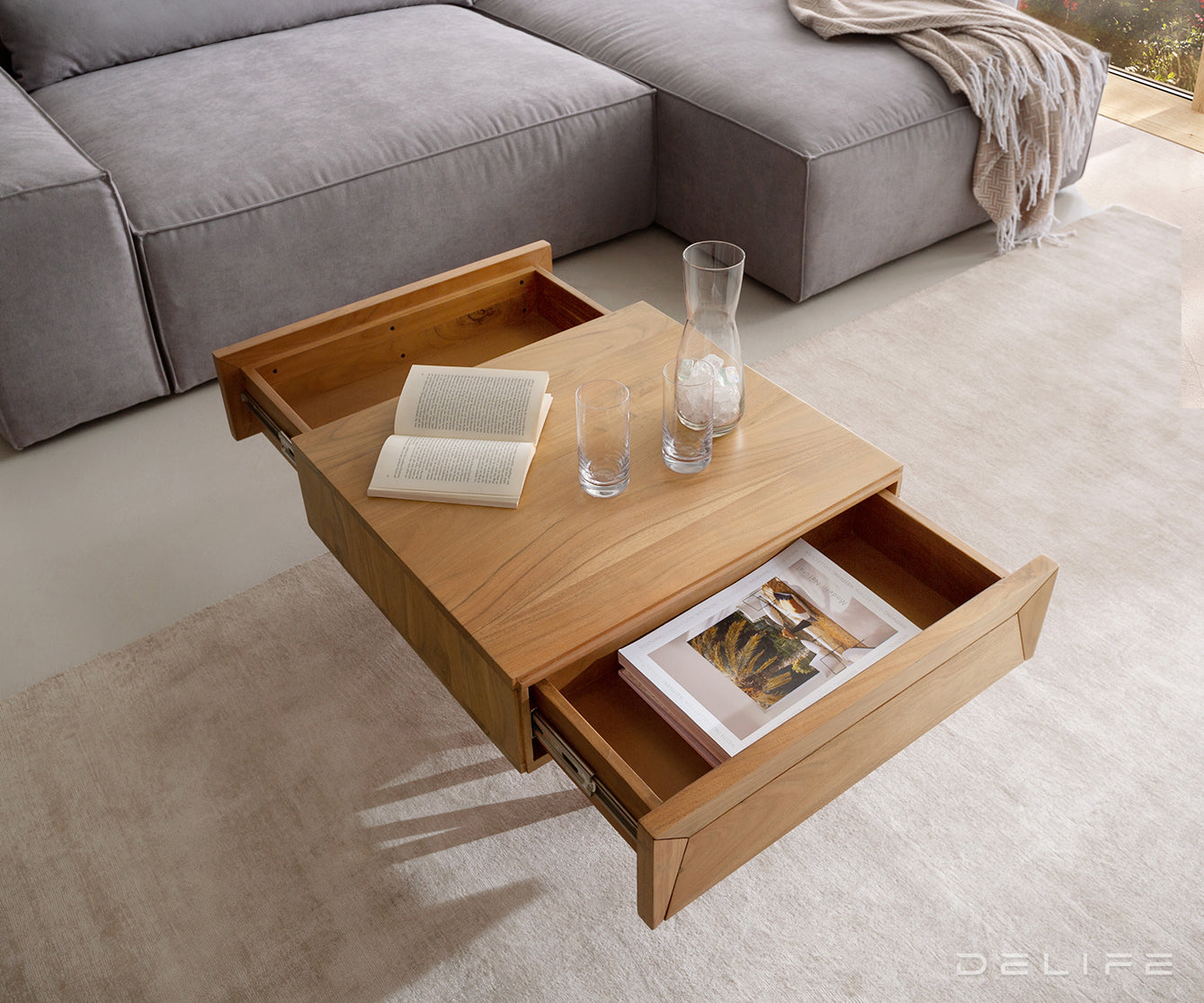 Klub stolić Kayu 60x60x40cm, Materijal: Bagrem