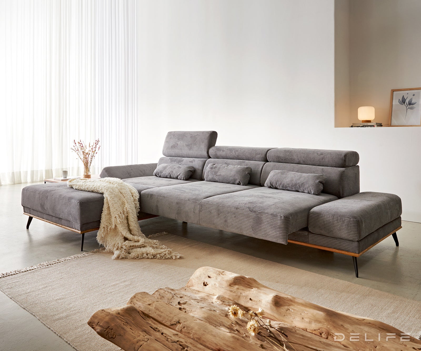 Kutna garnitura Evelio 320x201cm, Materijal: Rebrasta tkanina