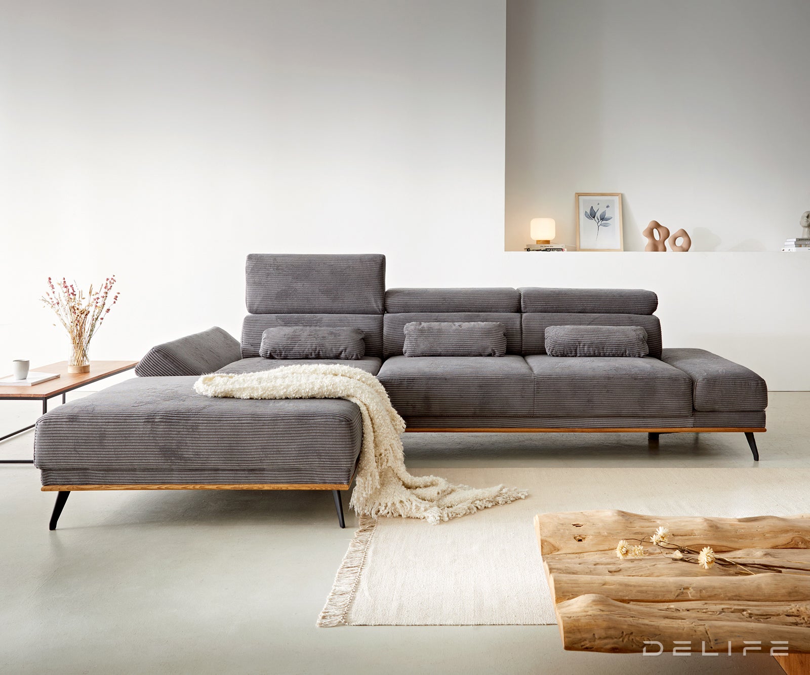 Kutna garnitura Evelio 320x201cm, Materijal: Rebrasta tkanina