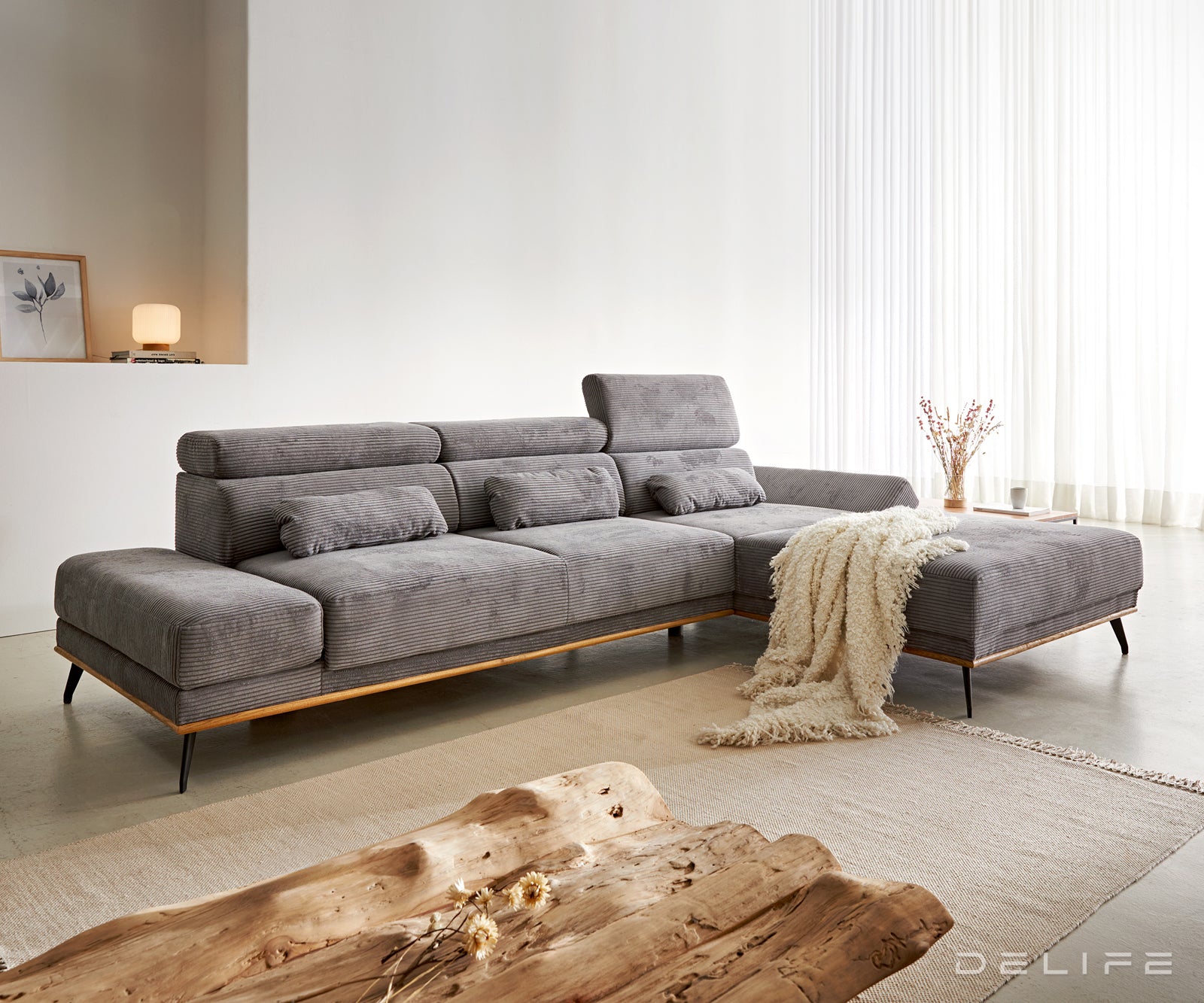 Kutna garnitura Evelio 320x201cm, Materijal: Rebrasta tkanina