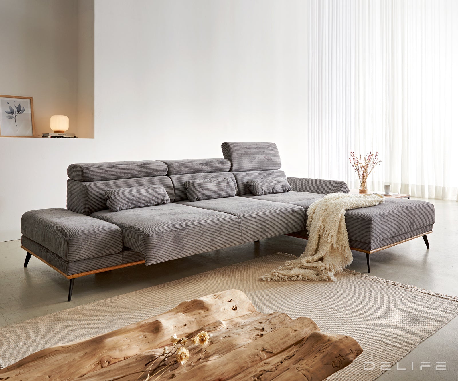 Kutna garnitura Evelio 320x201cm, Materijal: Rebrasta tkanina