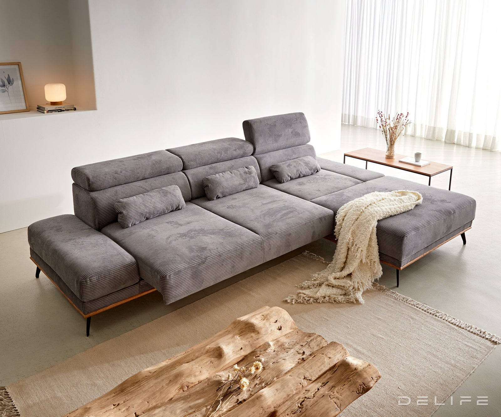 Kutna garnitura Evelio 320x201cm, Materijal: Rebrasta tkanina