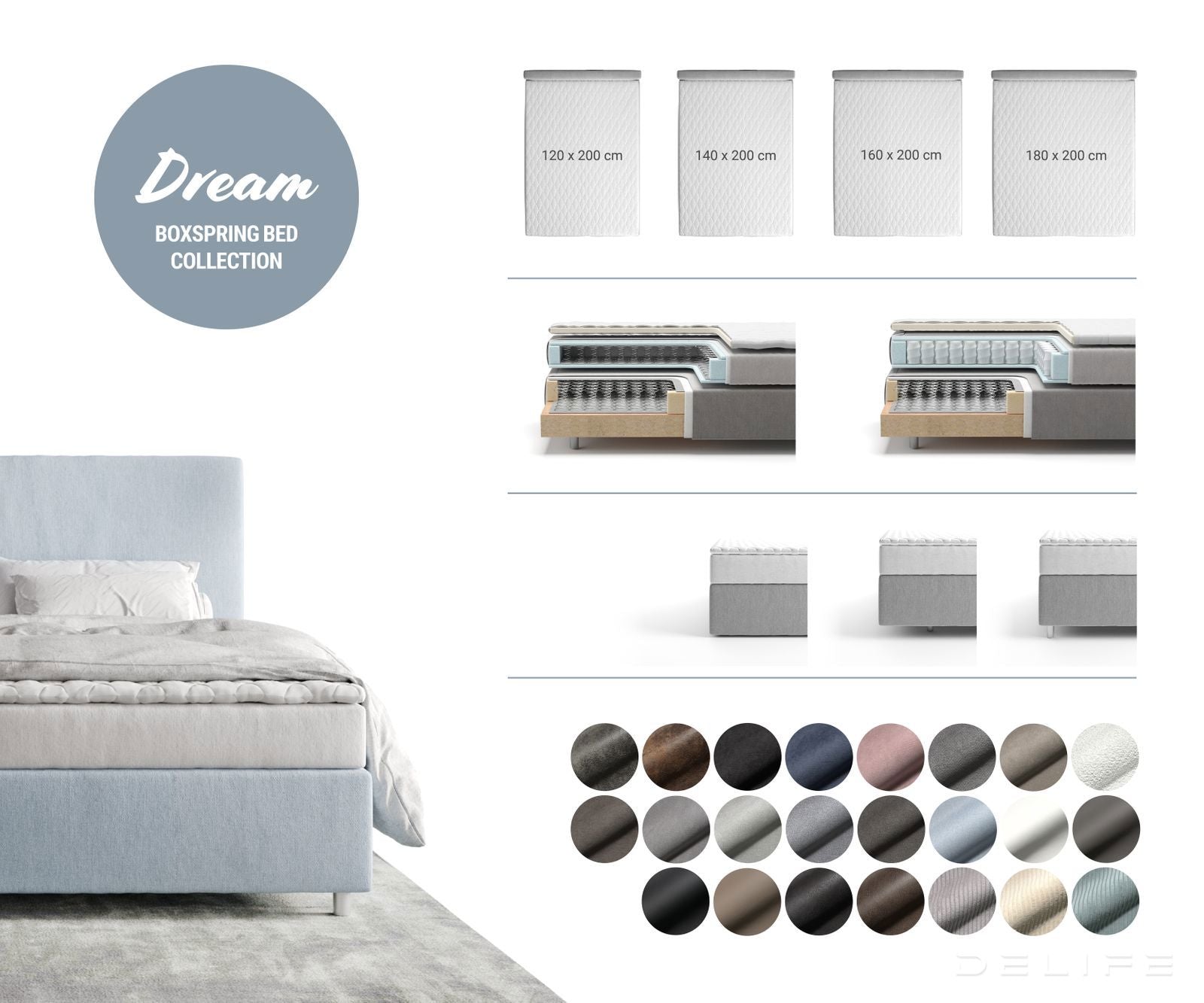 Box spring krevet Dream-Well, Materijal: Mikrofibra