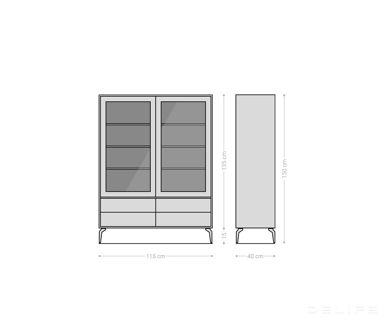 Vitrina Kleo, Materijal: Bagrem