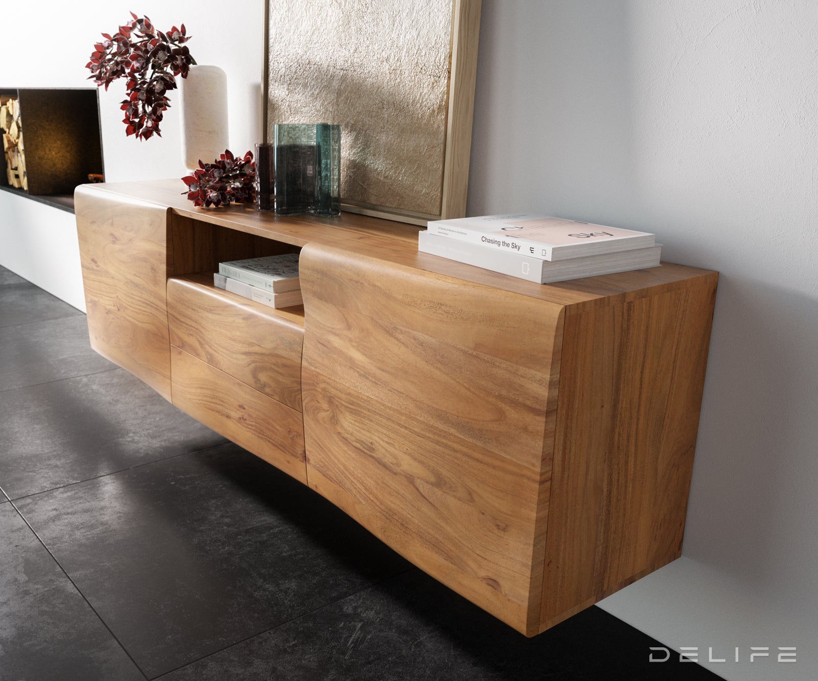 Komoda New Live Edge, 175X40cm, Materijal: Bagrem