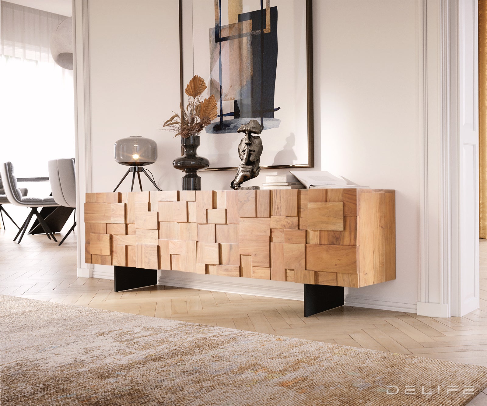 TV Komoda Puzzle 175x35cm, Materijal: Bagrem