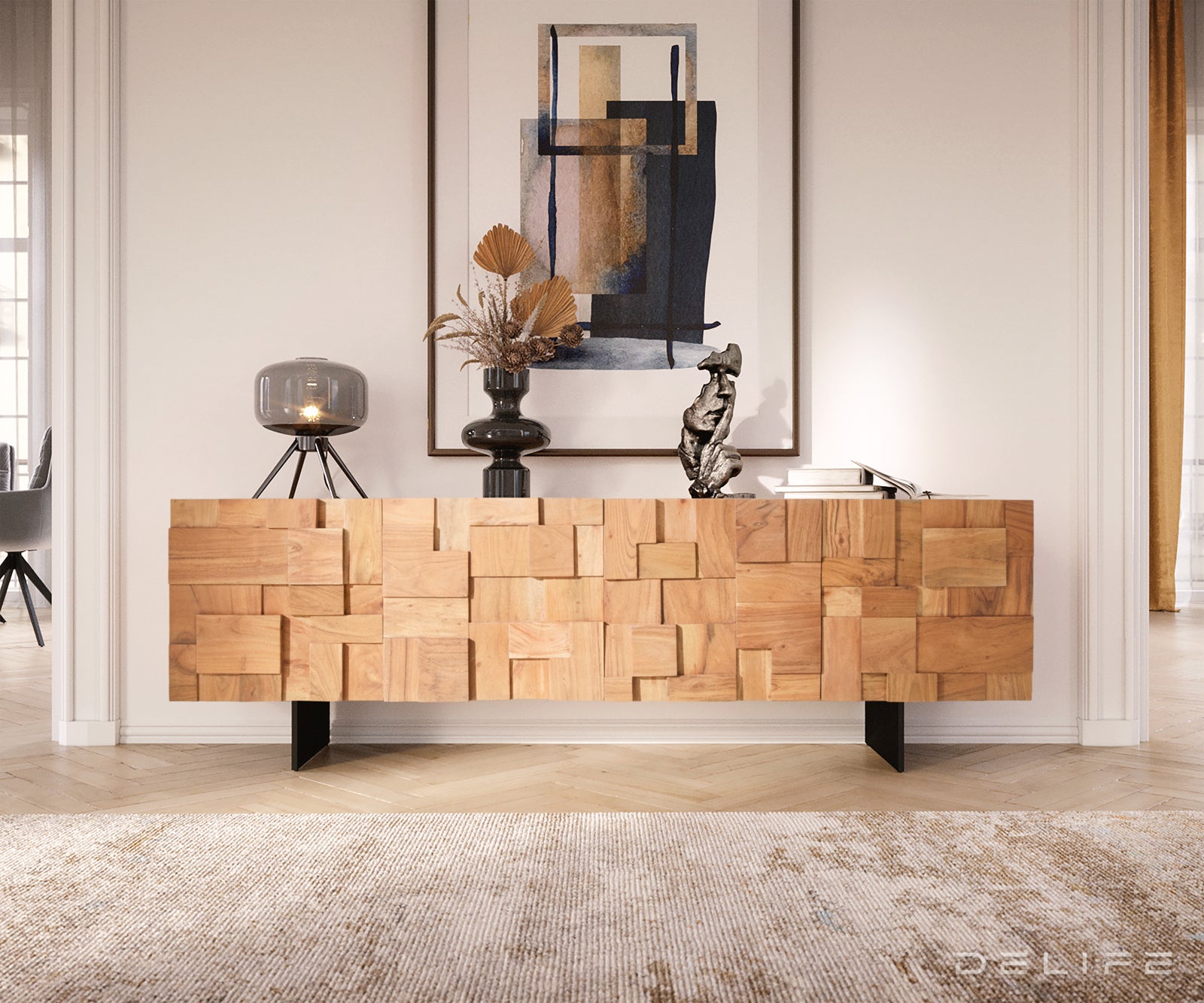 TV Komoda Puzzle 175x35cm, Materijal: Bagrem