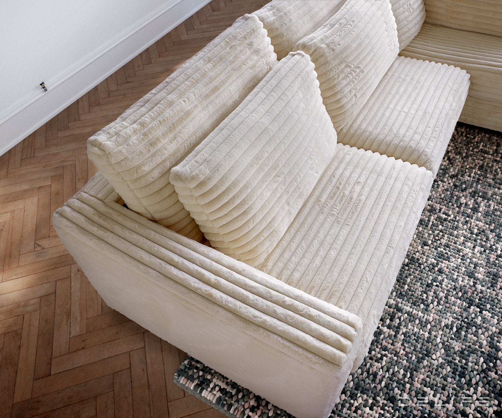 Kutna garnitura Isla 331x226cm, Materijal: Pliš rebrasta tkanina