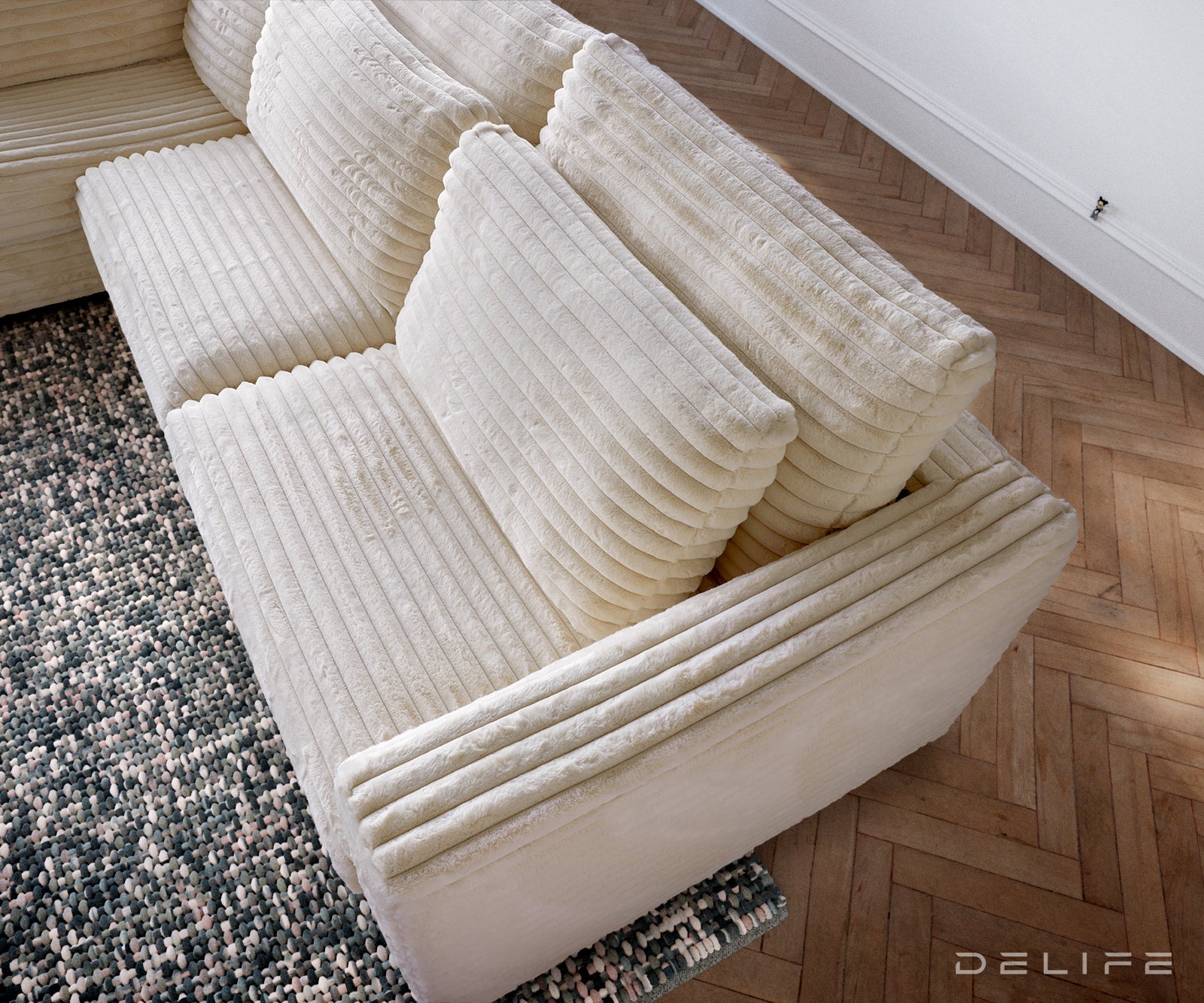 Kutna garnitura Isla 331x226cm, Materijal: Pliš rebrasta tkanina