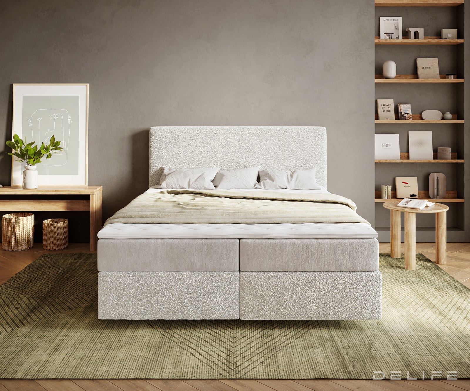 Box spring krevet Dream-Well, Materijal: Boucle