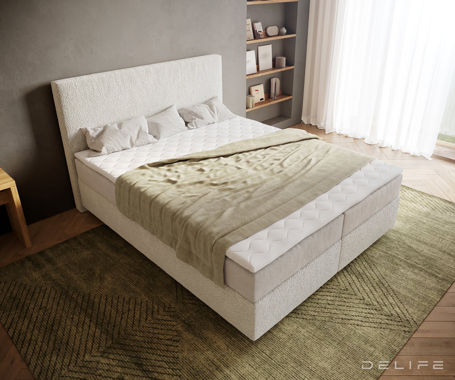Box spring krevet Dream-Well, Materijal: Boucle
