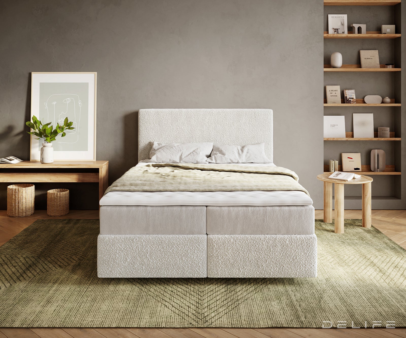 Box spring krevet Dream-Well, Materijal: Boucle