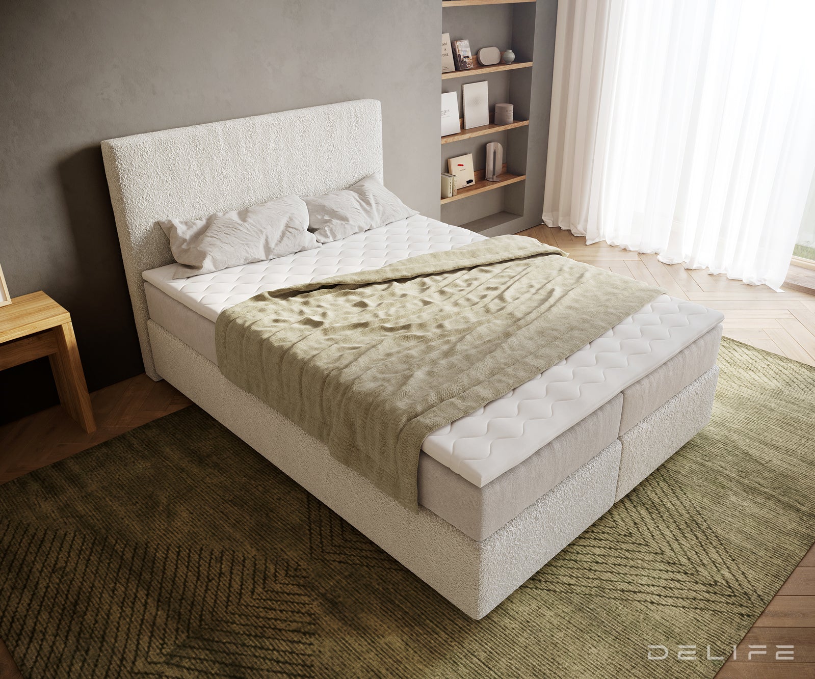 Box spring krevet Dream-Well, Materijal: Boucle