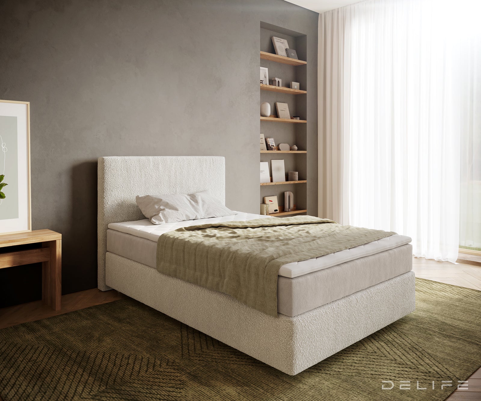 Box spring krevet Dream-Well, Materijal: Boucle