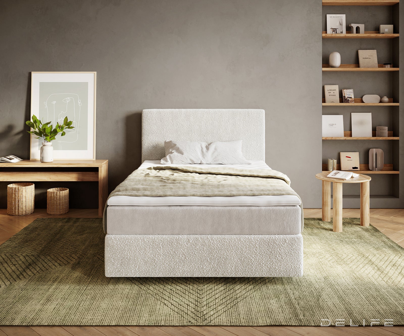 Box spring krevet Dream-Well, Materijal: Boucle