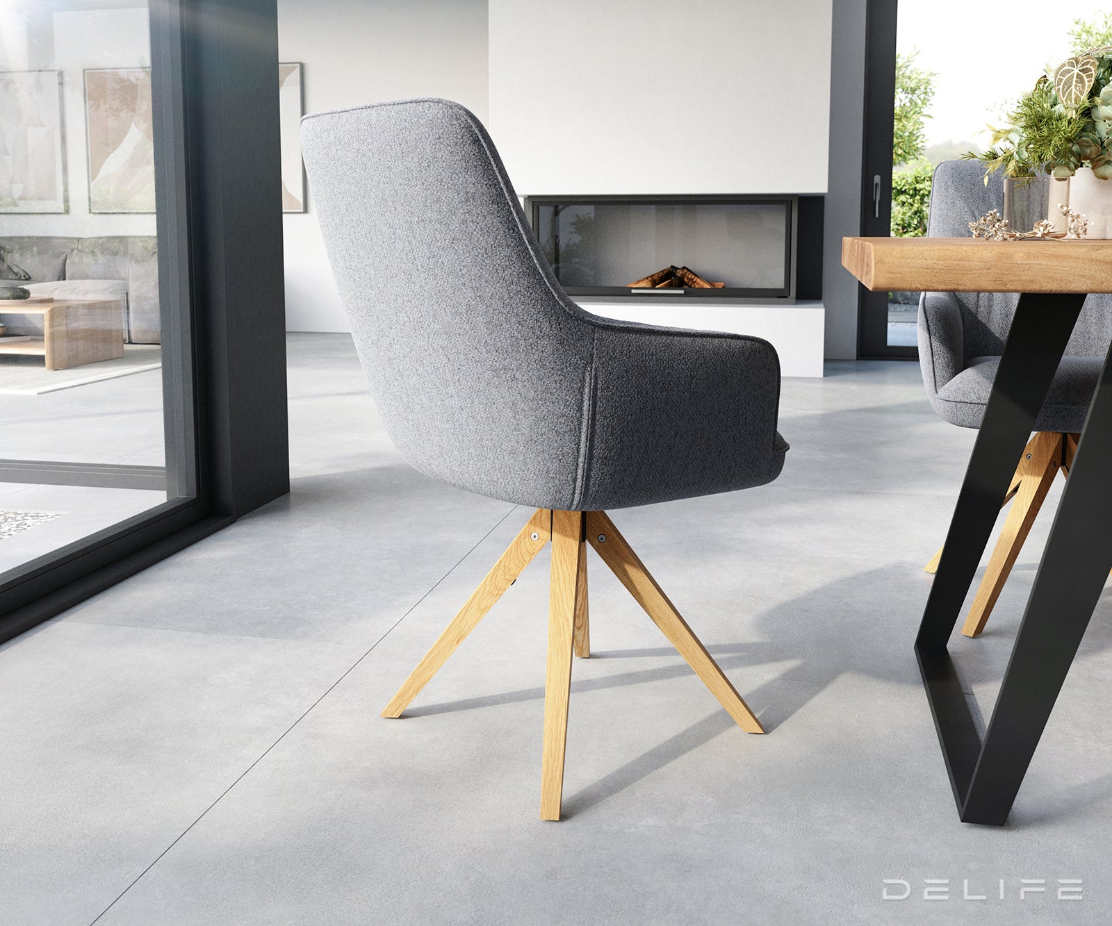 Blagovaonska stolica Zelia, Materijal: Strukturirana tkanina