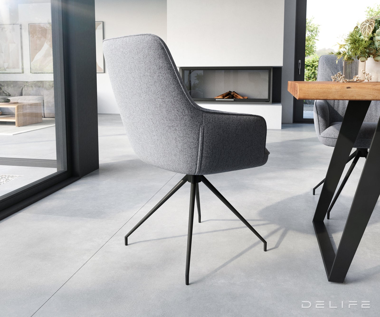 Blagovaonska stolica Zelia, Materijal: Strukturirana tkanina