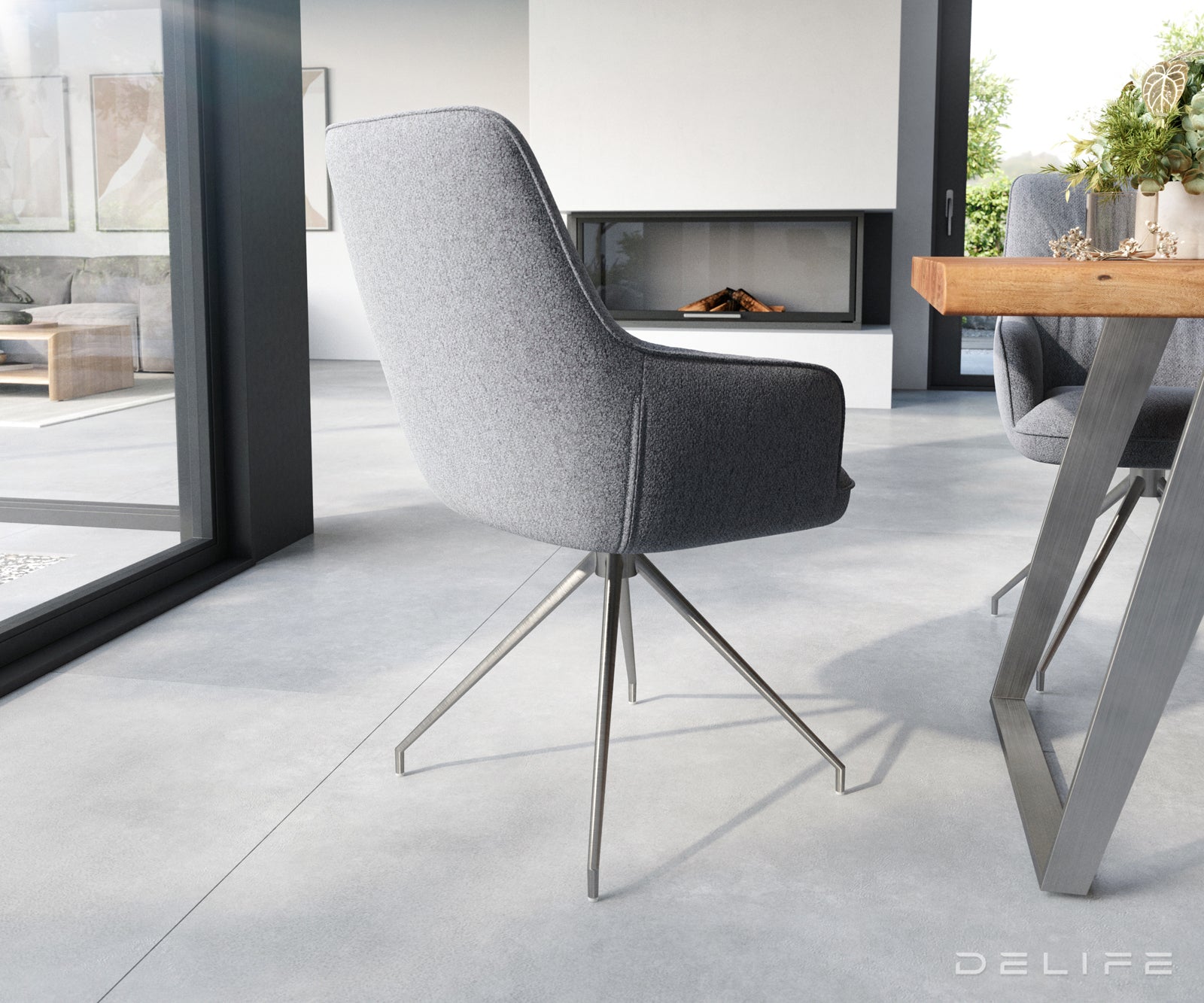 Blagovaonska stolica Zelia, Materijal: Strukturirana tkanina