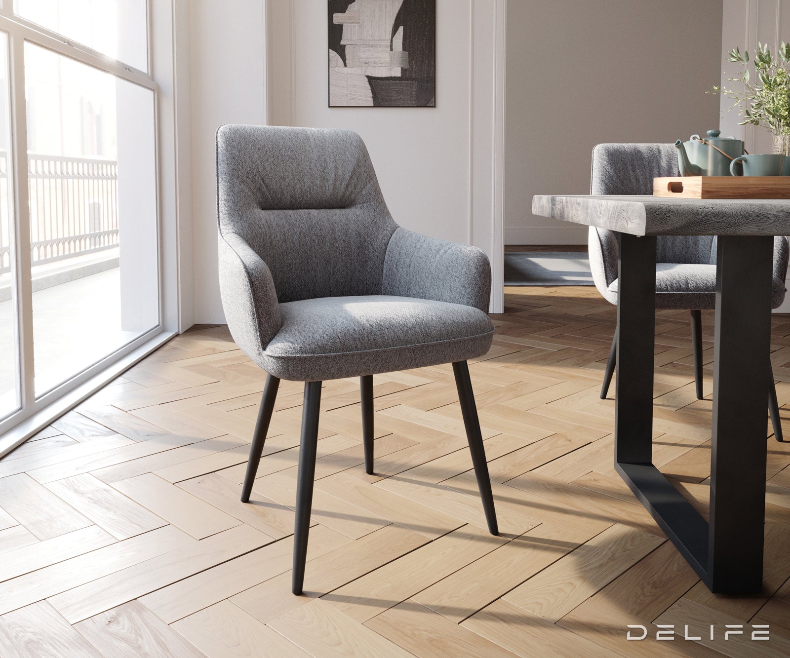 Blagovaonska stolica Zelia, Materijal: Strukturirana tkanina