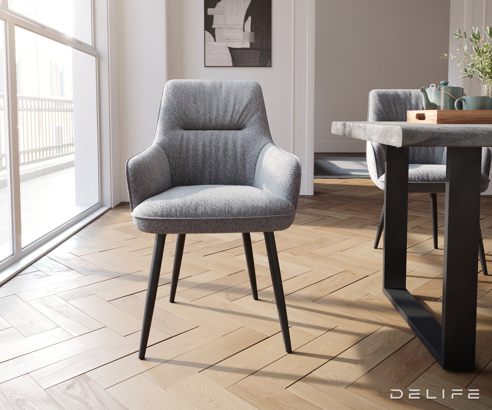 Blagovaonska stolica Zelia, Materijal: Strukturirana tkanina