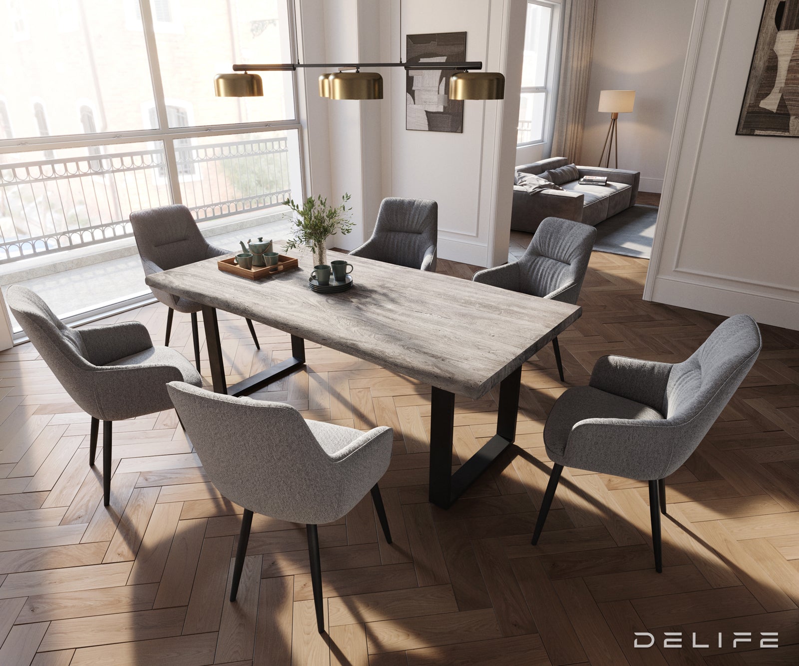 Blagovaonska stolica Zelia, Materijal: Strukturirana tkanina