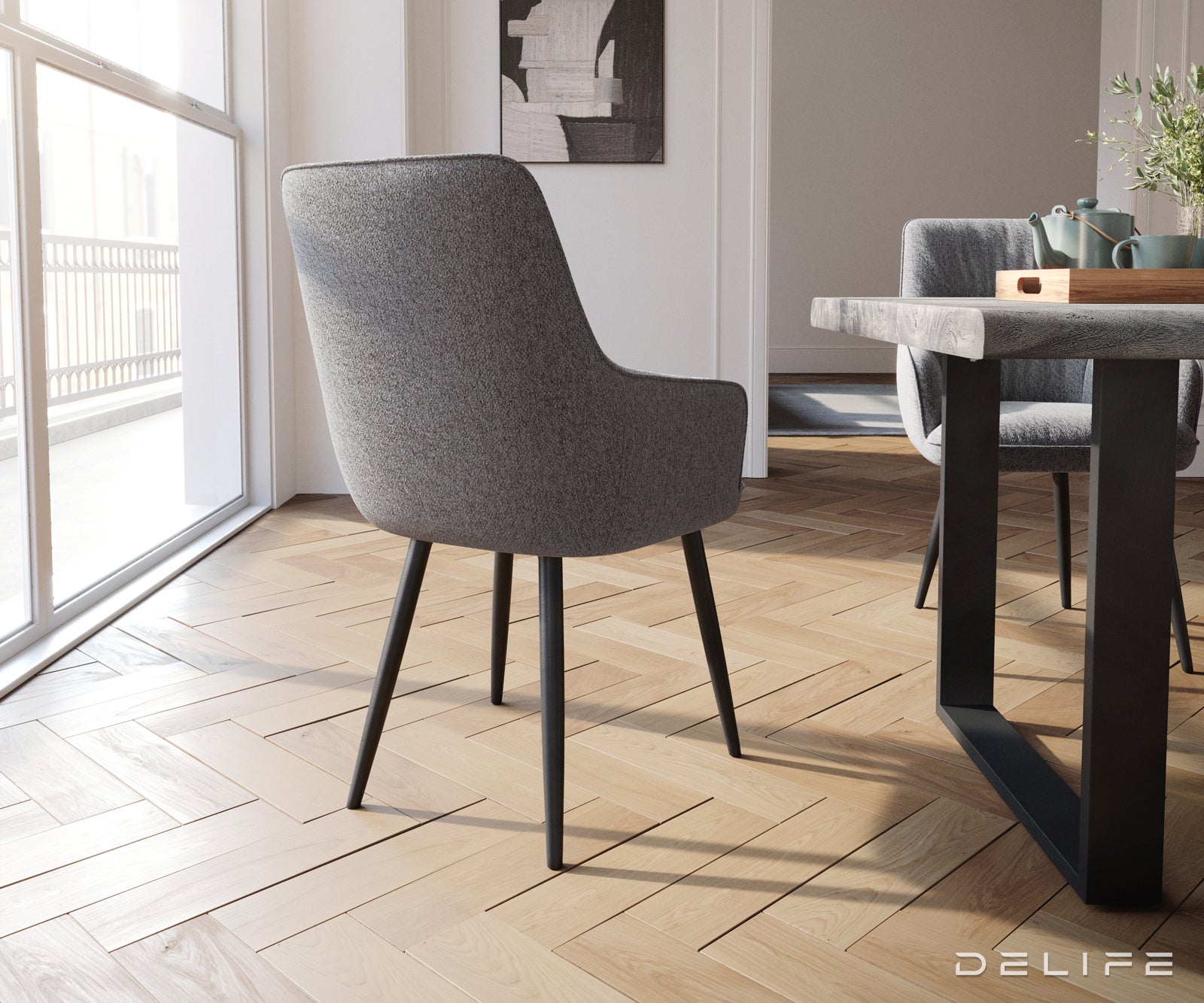 Blagovaonska stolica Zelia, Materijal: Strukturirana tkanina