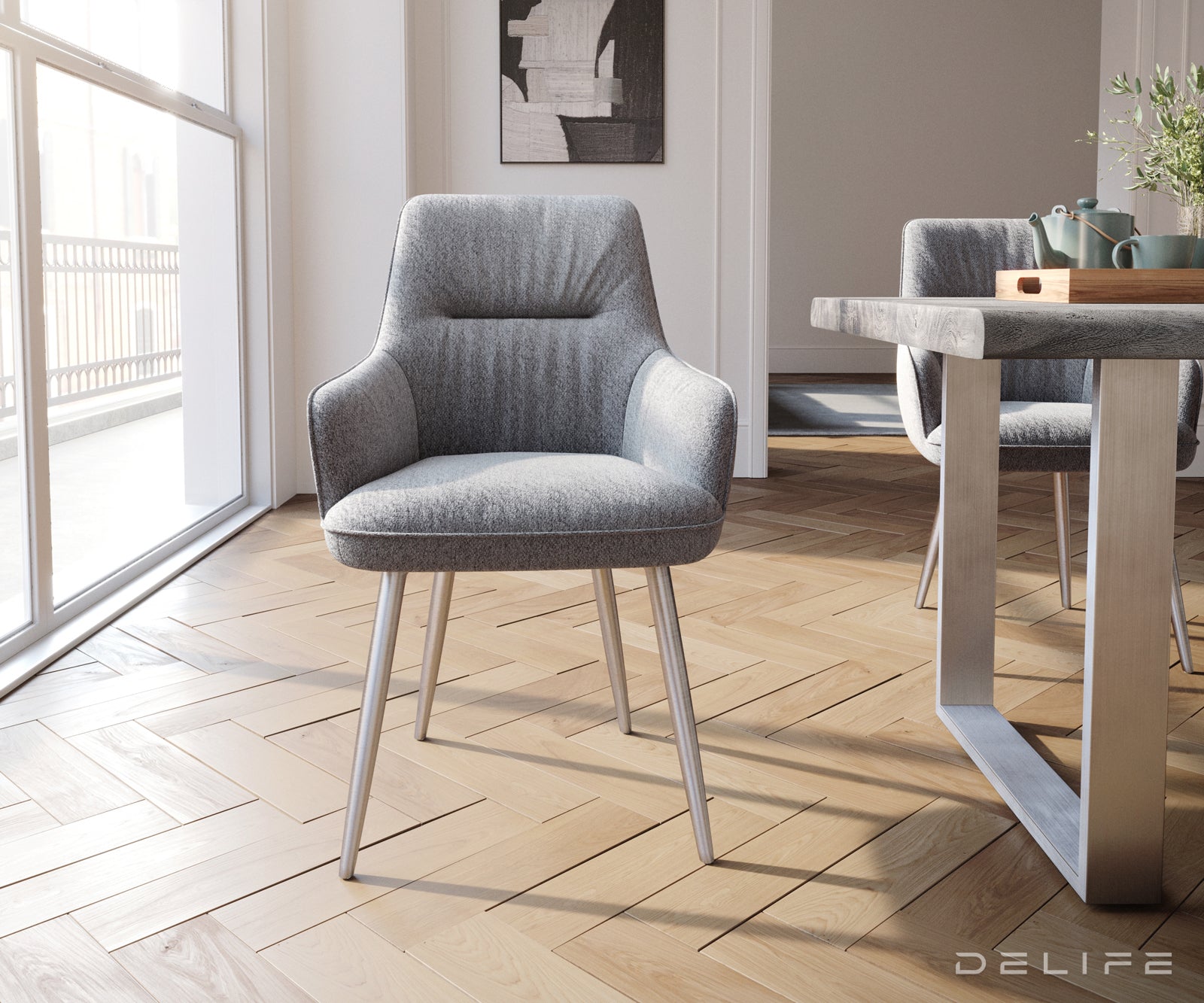 Blagovaonska stolica Zelia, Materijal: Strukturirana tkanina