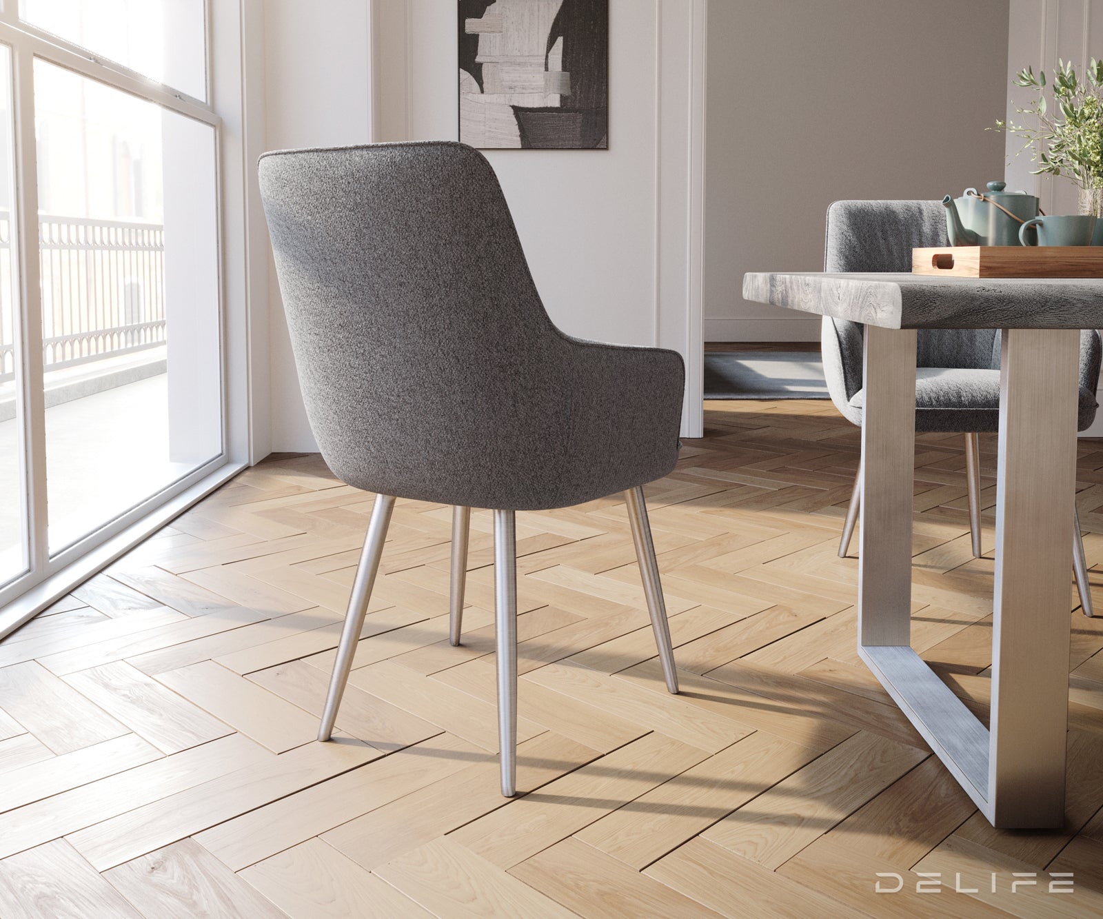 Blagovaonska stolica Zelia, Materijal: Strukturirana tkanina