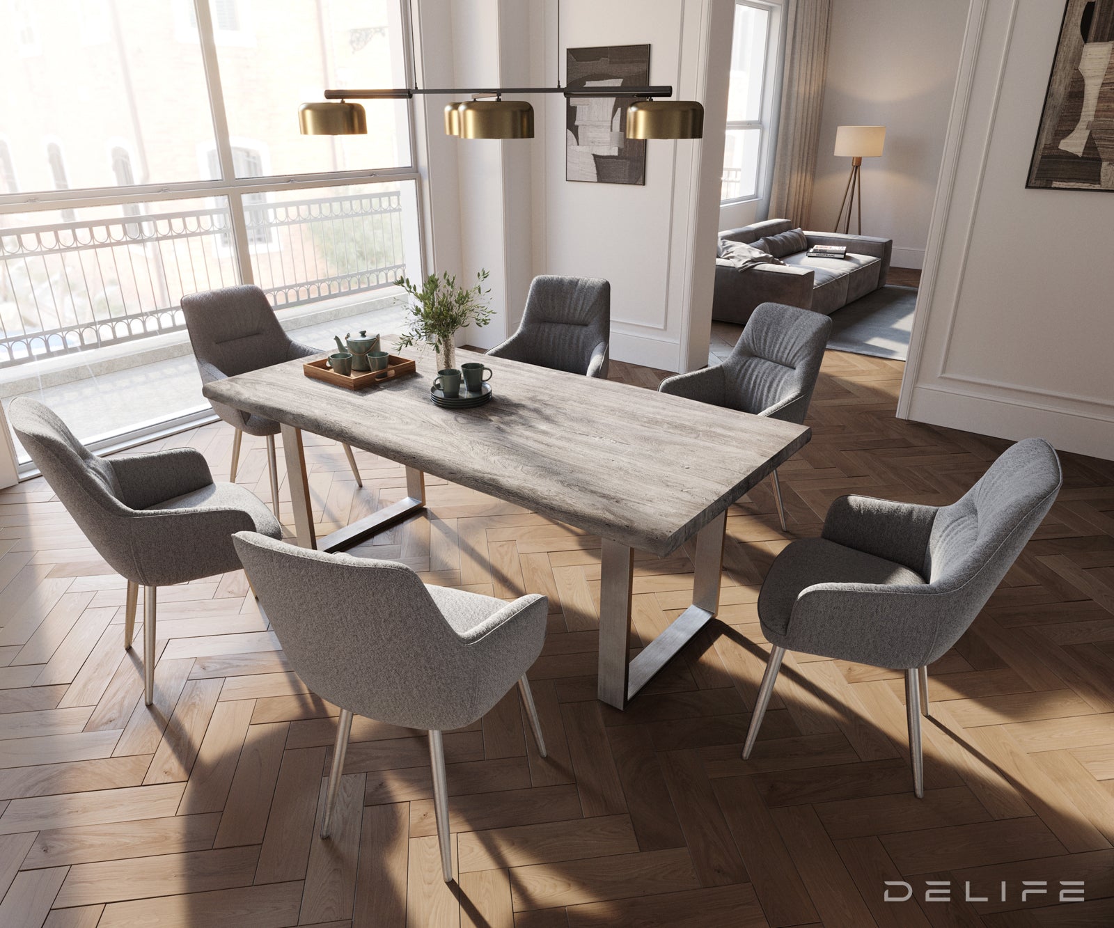 Blagovaonska stolica Zelia, Materijal: Strukturirana tkanina