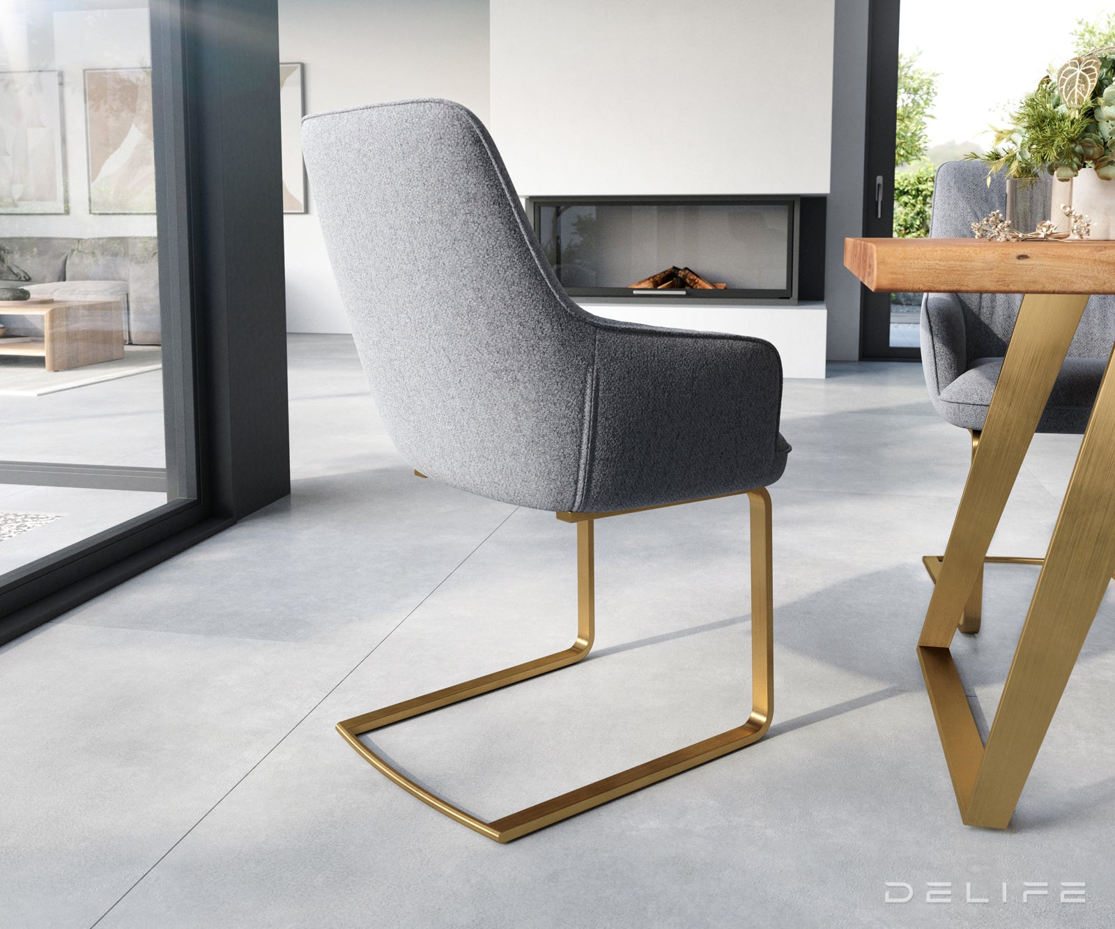 Blagovaonska stolica Zelia, Materijal: Strukturirana tkanina