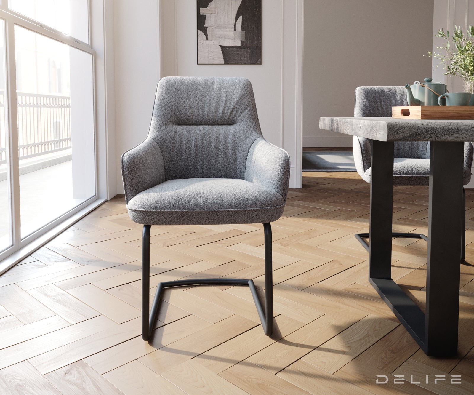 Blagovaonska stolica Zelia, Materijal: Strukturirana tkanina