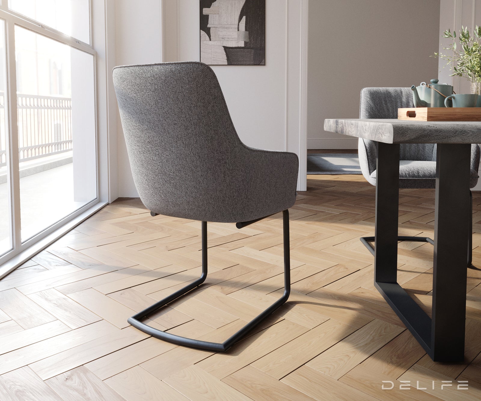 Blagovaonska stolica Zelia, Materijal: Strukturirana tkanina