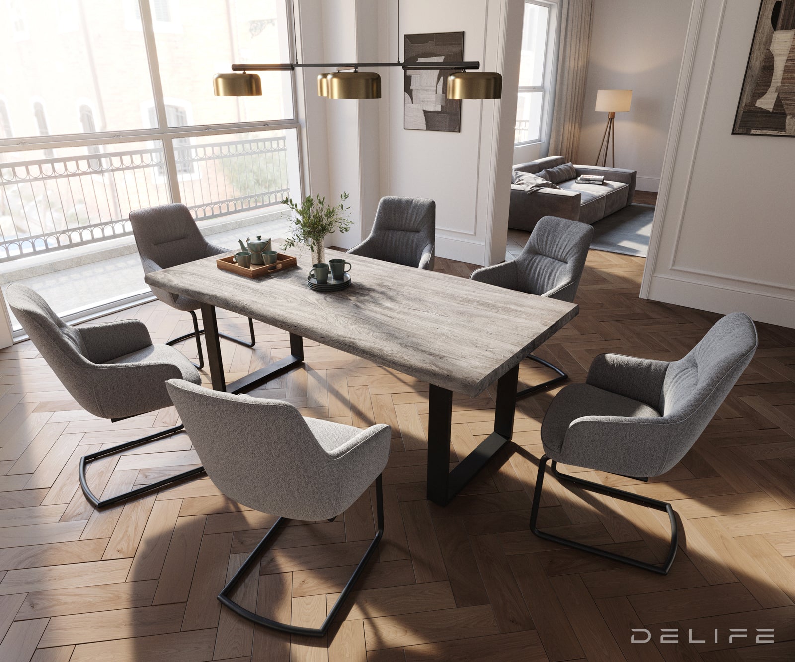 Blagovaonska stolica Zelia, Materijal: Strukturirana tkanina